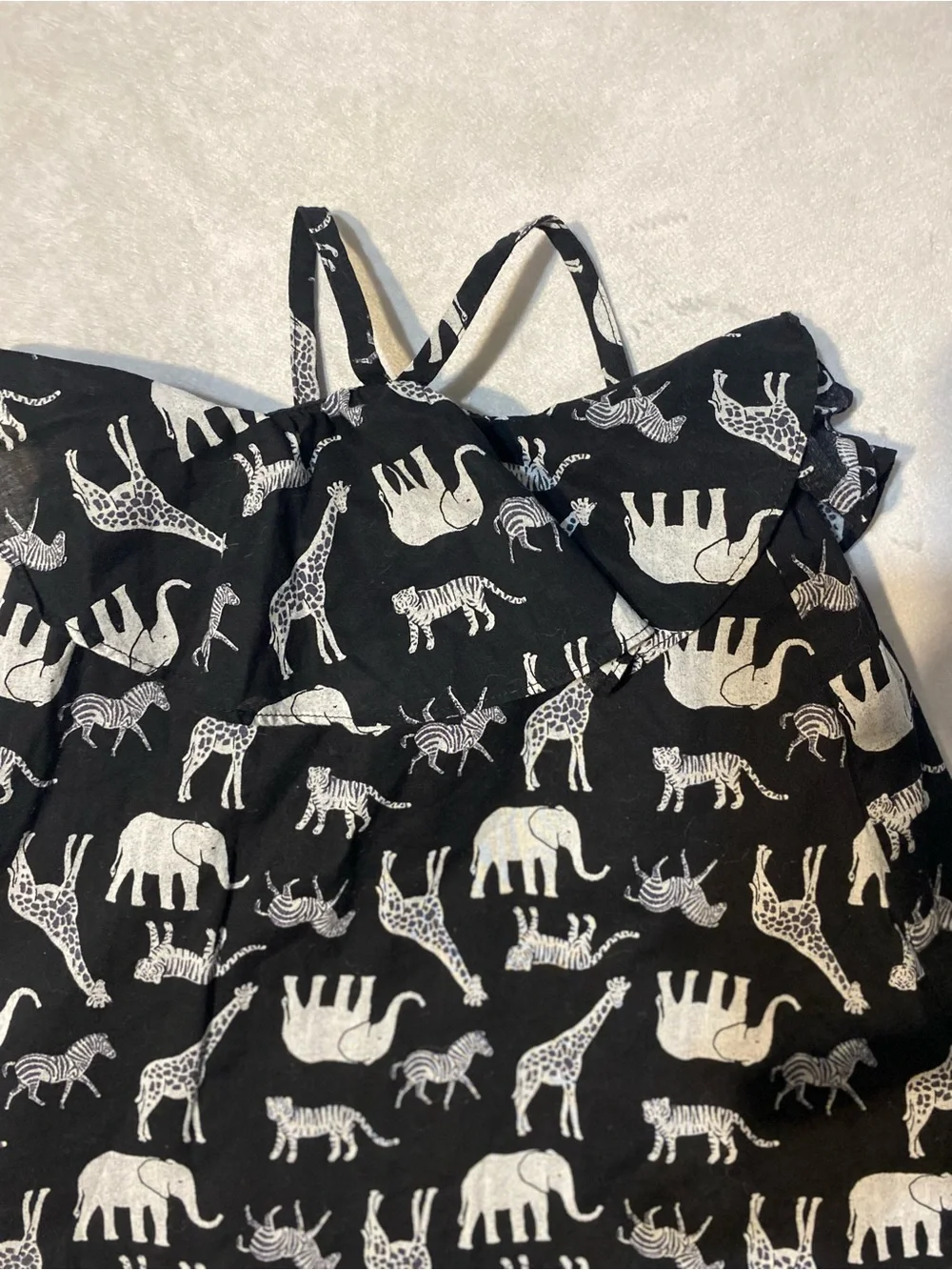 Old Navy Baby Girl Ruffle Safari Animal Print Sundress Size 18-24 Months Black